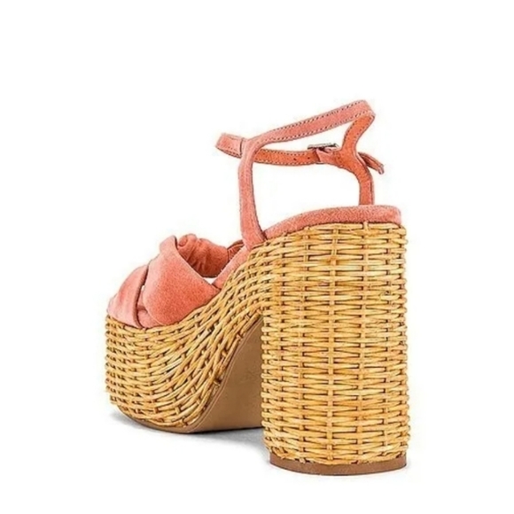 Jeffrey Campbell Tea Party Blush Suede Wicker Platform Sandals - Picture 4 of 11